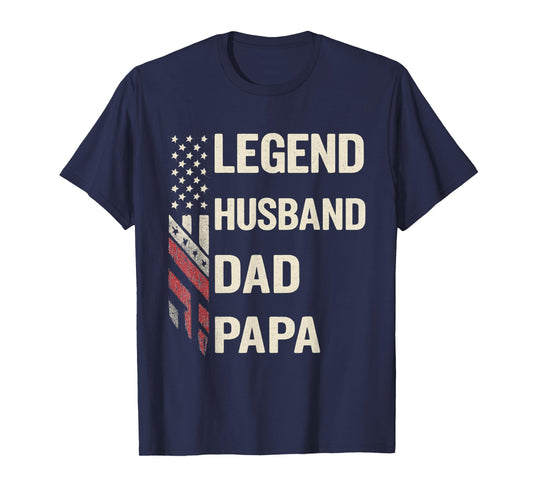 Legend Husband Dad Papa Vintage American Flag Fathers Day T-Shirt