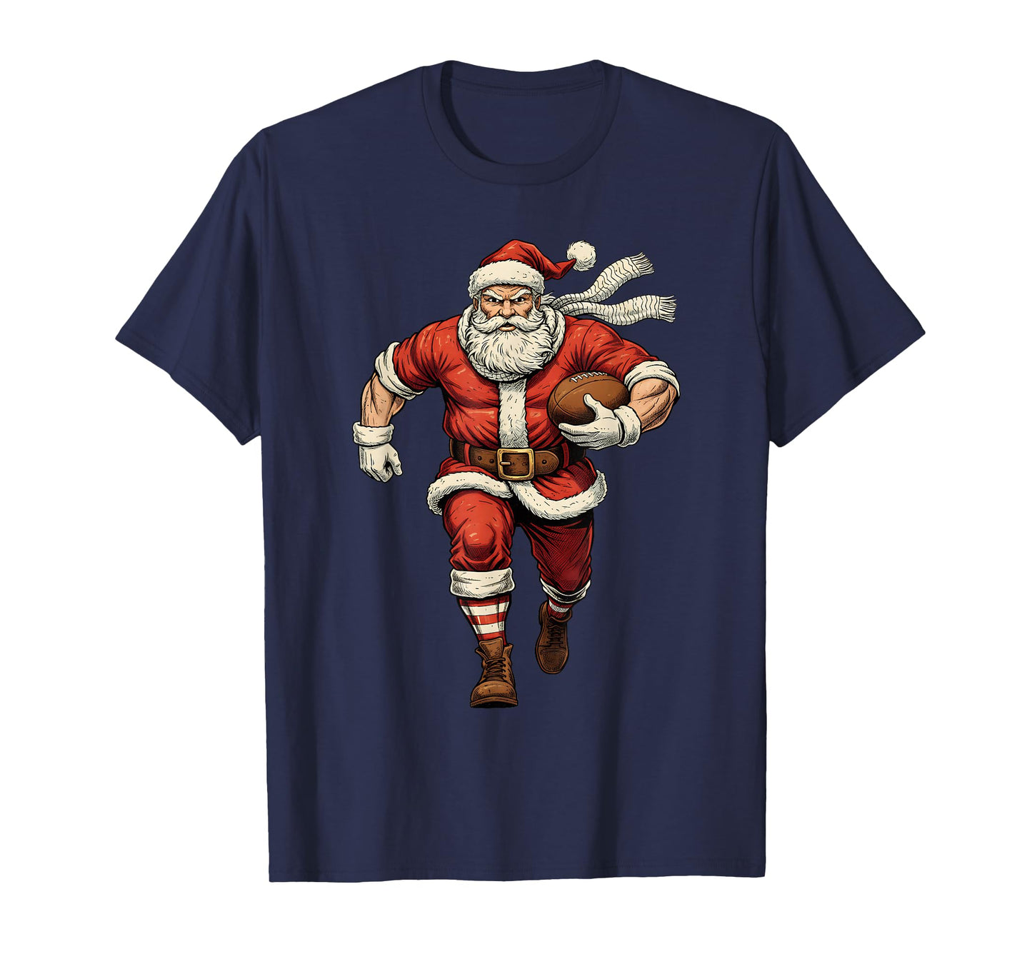 Christmas Santa Playing Rugby Sport Player Xmas Holiday T-Shirt