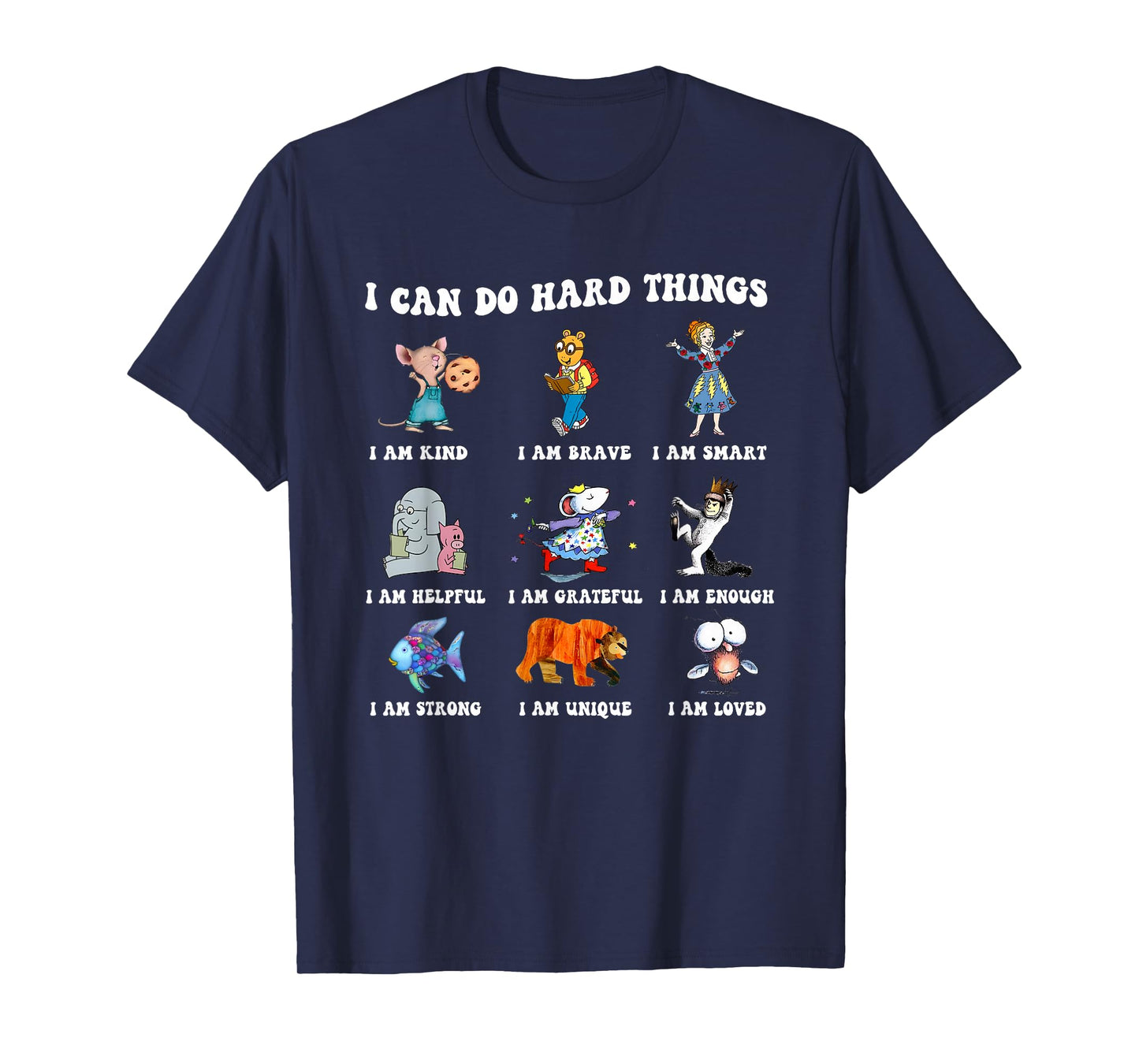 Read Book Characters I Can Do Hard Things Back to School T-Shirt