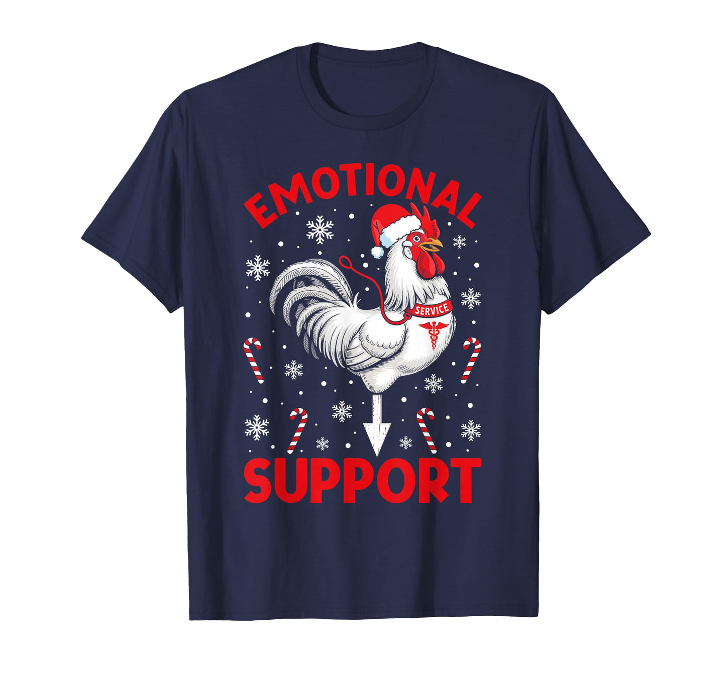 Christmas Funny Emotional Support Cock Dirty Humor Chicken T-Shirt