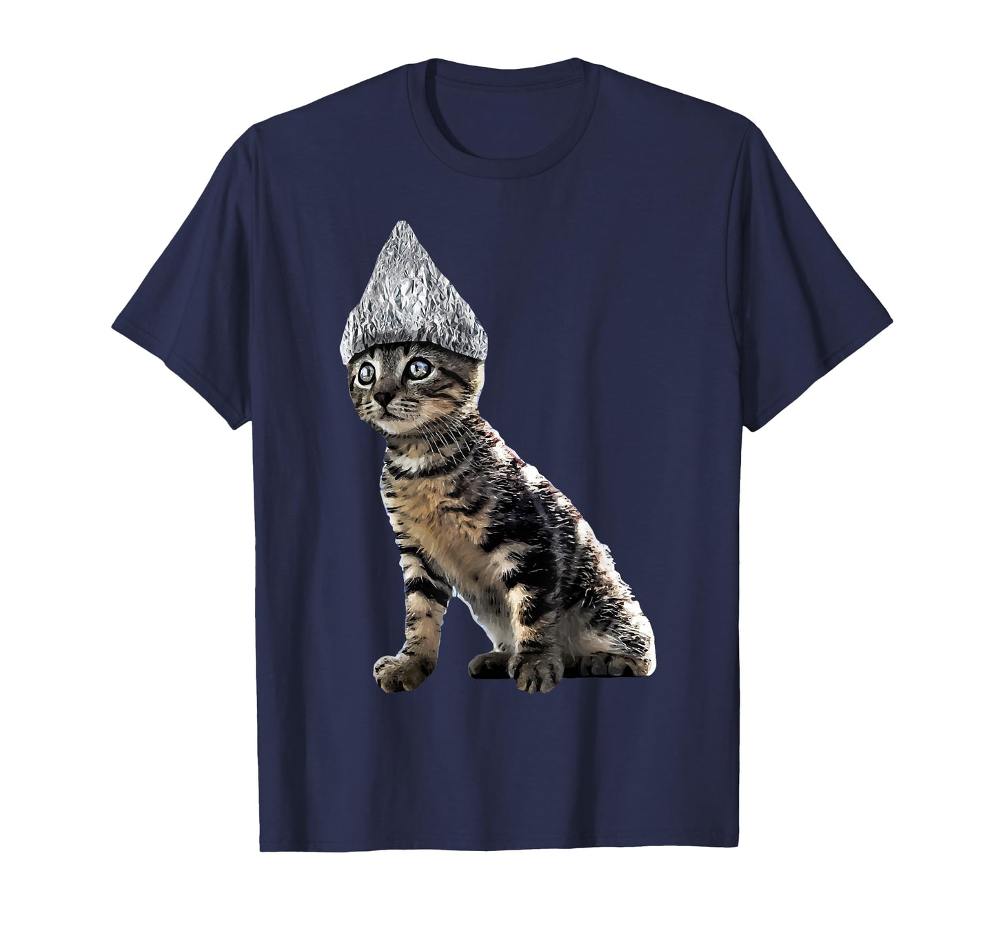 Funny Halloween Cat Tin Foil Hat Conspiracy Shirt for Men T-Shirt
