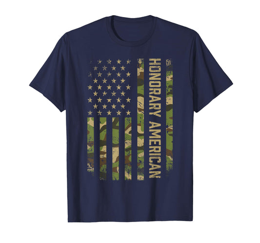 Honorary American Camo American Flag 4th Of July Expat T-Shirt