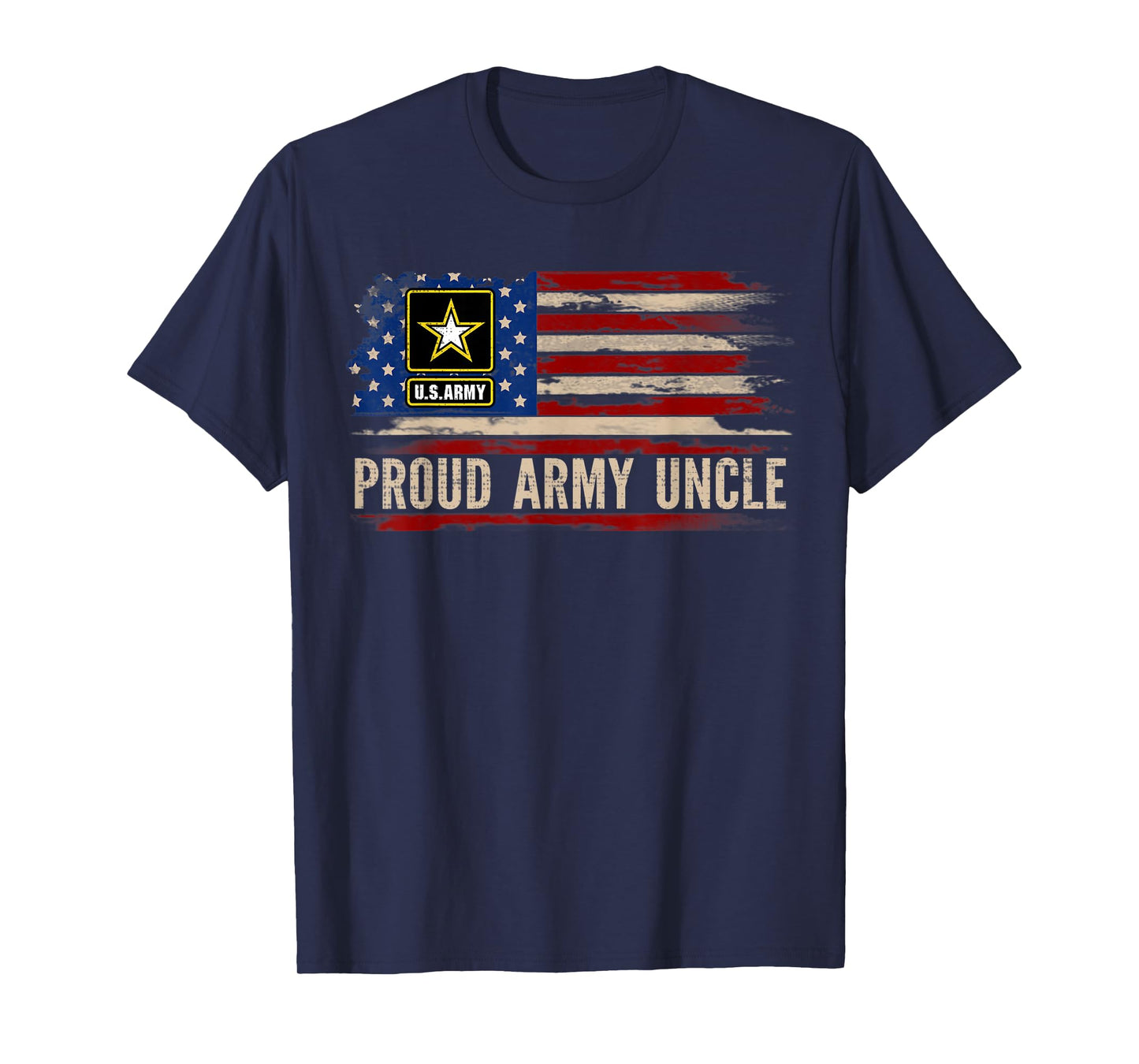 Vintage Proud Army Uncle American Flag Veteran Gift T-Shirt
