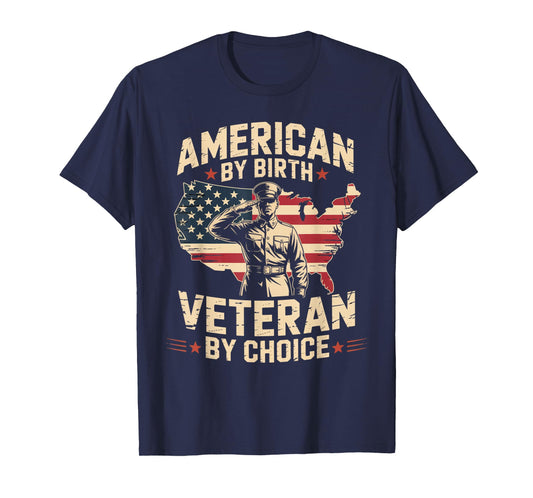 American by Birth Veteran by Choice US Flag Veterans Day T-Shirt