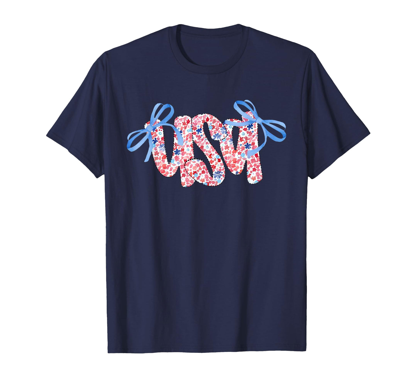 Floral USA Coquette Bow 4th of July America T-Shirt