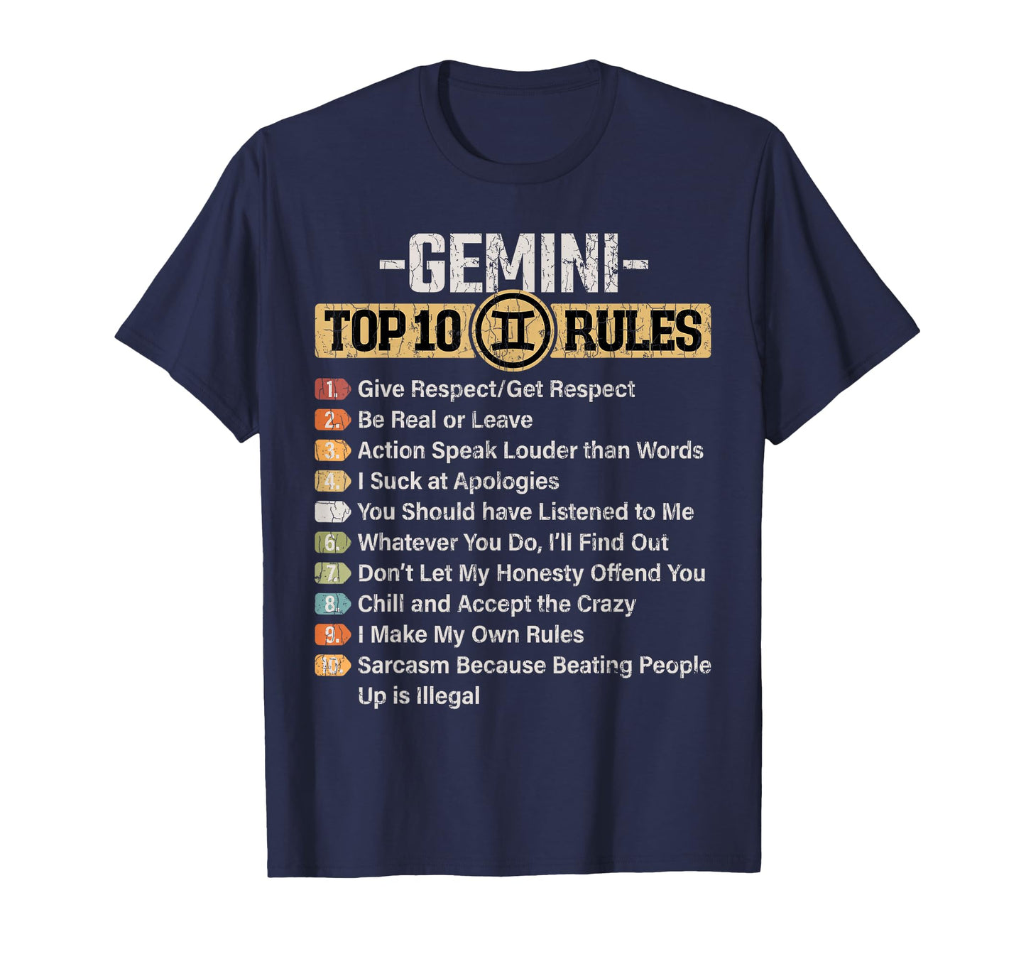 Zodiac Sign Funny Top 10 Rules of Gemini Graphic T-Shirt