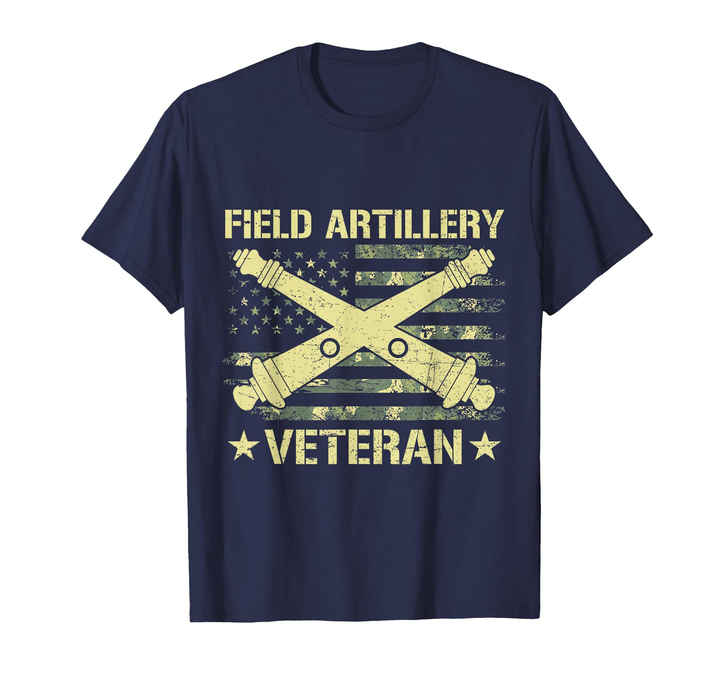 Field Artillery Veteran Flag American Camouflage US Military T-Shirt
