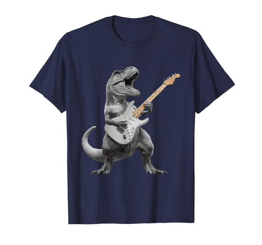 Rock T Rex Dinosaur Playing Guitar T-Shirt