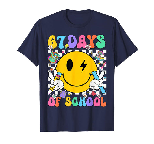 67 Days of School Smile Face 67 Days Smarter Teacher Kids T-Shirt