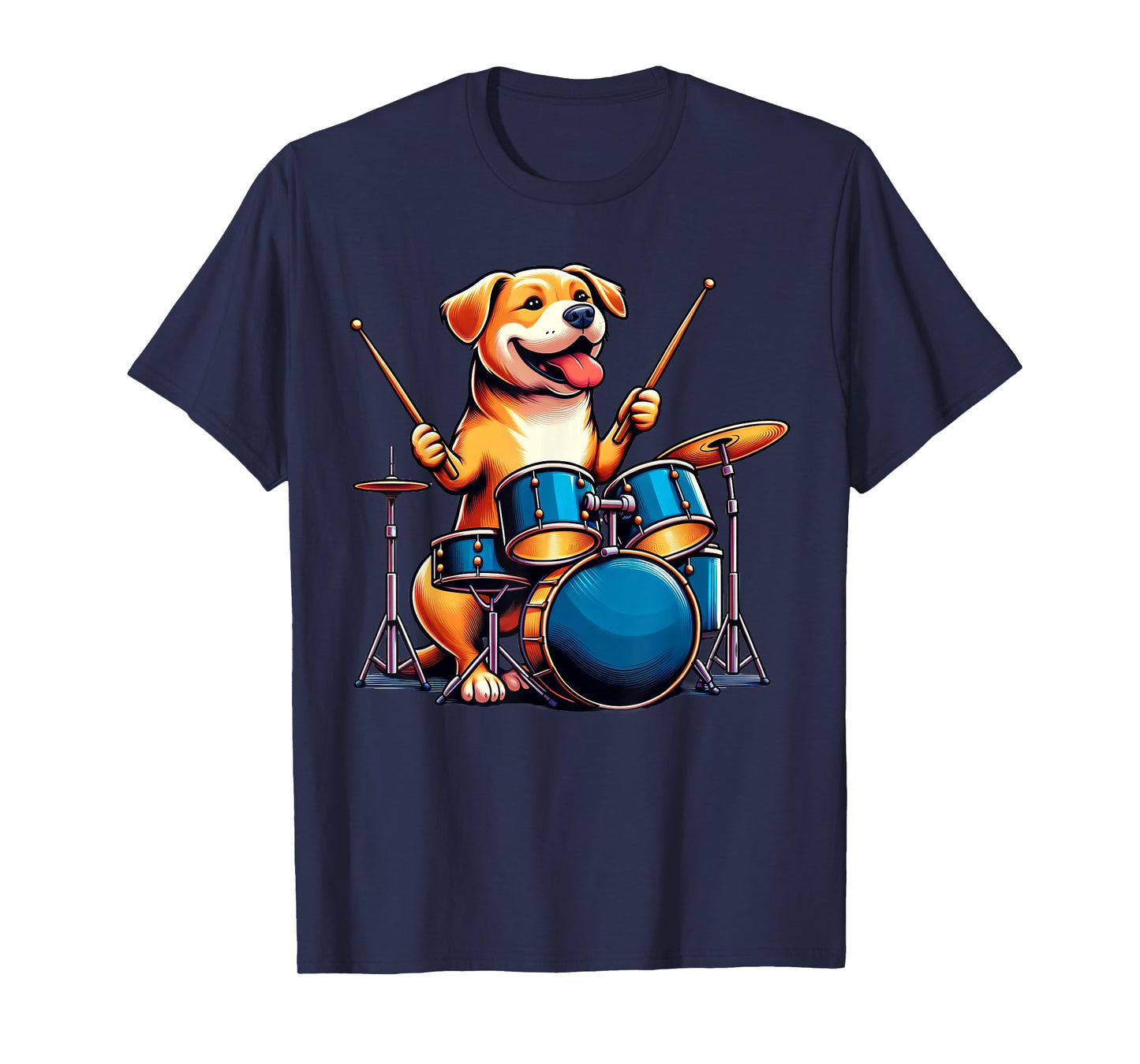 Cute Dog Playing Drums Dogs Drummer Music T-Shirt