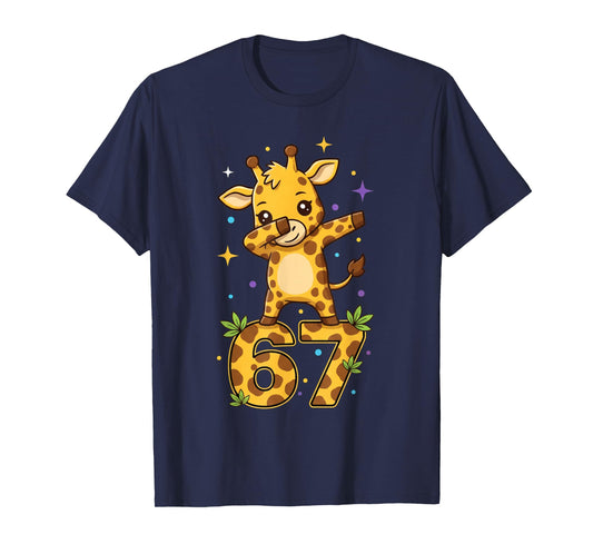 Dabbing Giraffe 67 Funny Six Seven Gen Z Slang Meme Cute T-Shirt