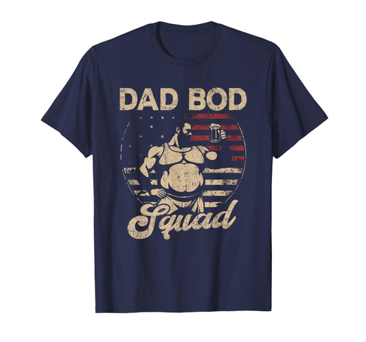 Dad Bod Squad Flag US Beer Belly Posing Father's Day T-Shirt