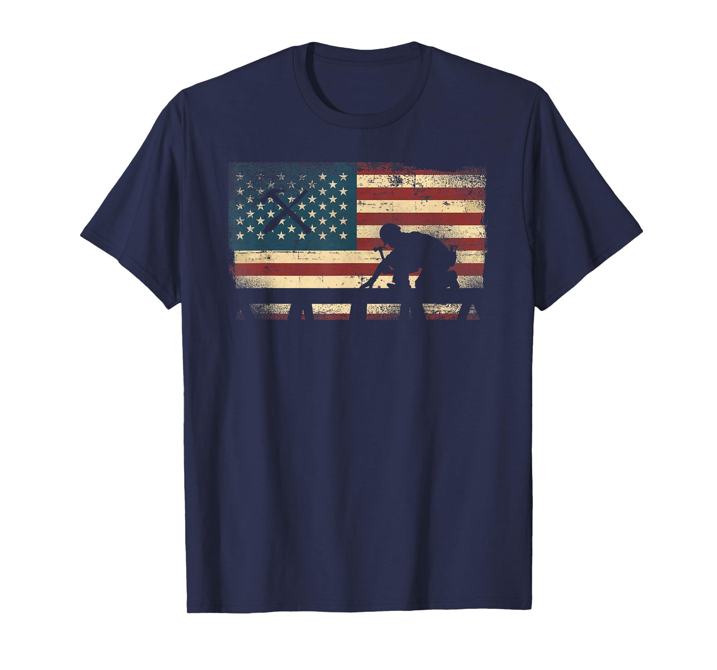 Woodworker Carpenter Vintage Patriotic Usa American Flag T-Shirt
