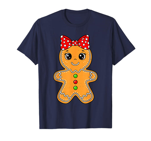 Cute Gingerbread Girl Bow Christmas Cookie Baking Holiday T-Shirt