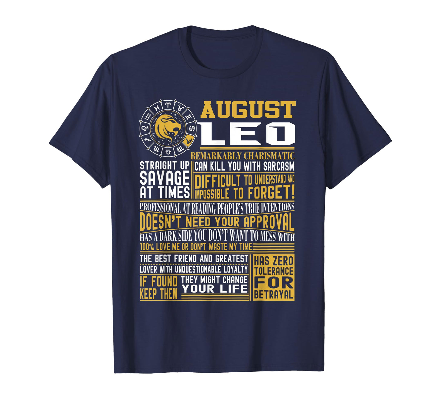 Best Born in August Leo Zodiac Sign t Shirts for Men, Women T-Shirt