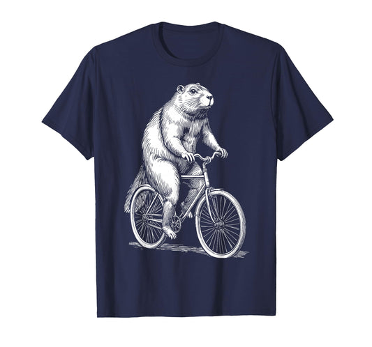 Cycling Bicycle Beaver Vintage Cyclist Funny Biker Animal T-Shirt