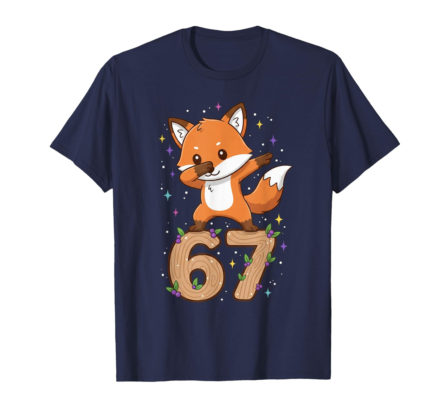 Dabbing Fox 67 Funny Six Seven Gen Z Slang Meme Cute T-Shirt