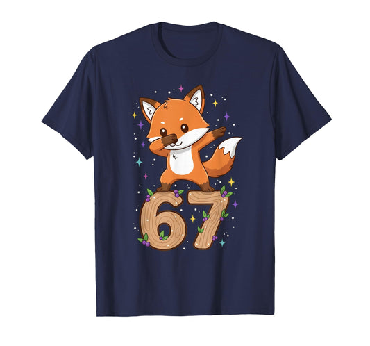 Dabbing Fox 67 Funny Six Seven Gen Z Slang Meme Cute T-Shirt