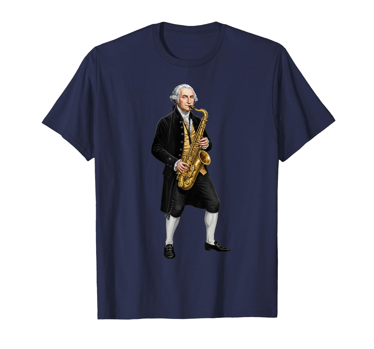 George Washington Playing Saxophone Funny Music History Tee T-Shirt