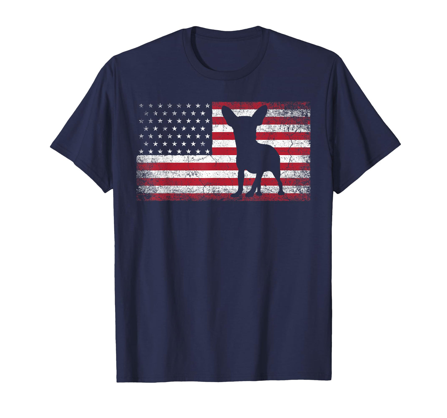 Vintage Chihuahua Dog Lover July 4th American Flag Men Women T-Shirt