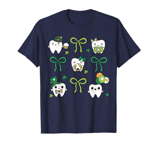 Coquette Bow Dental Squad St. Patrick's Day Dental Hygienist T-Shirt