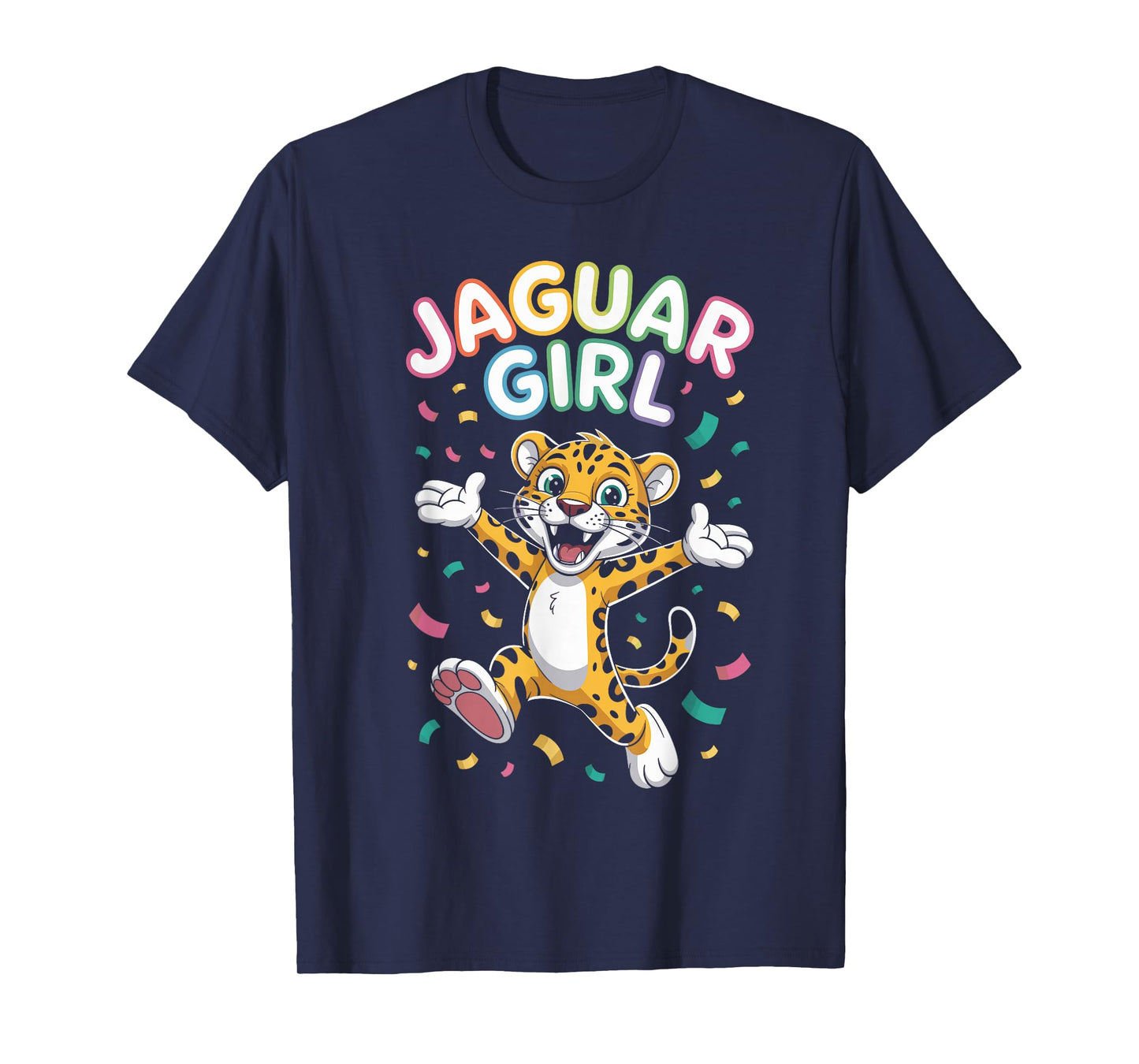 Womens Jaguar Girl Cartoon Wild Cat Retro Artwork Jungle T-Shirt