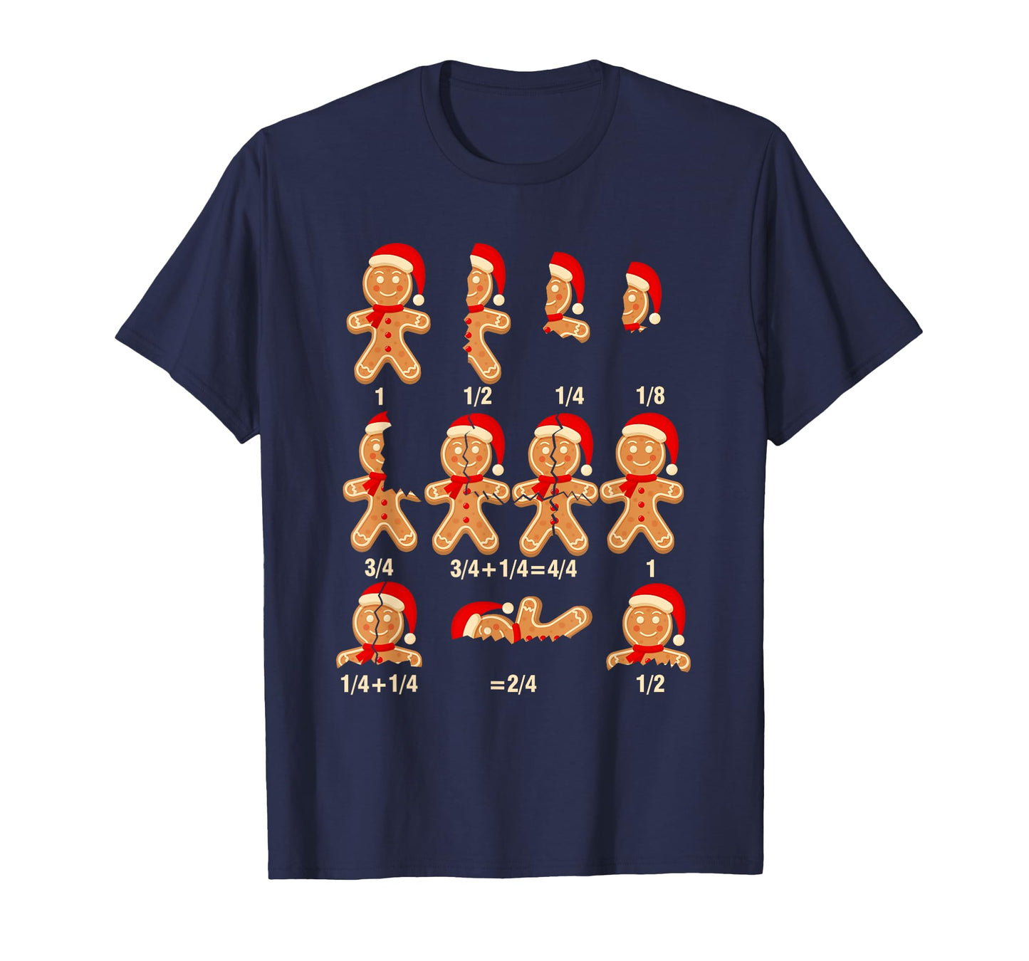 Christmas Math Teacher Equation Gingerbread With Santa Hat Men Women T-Shirt