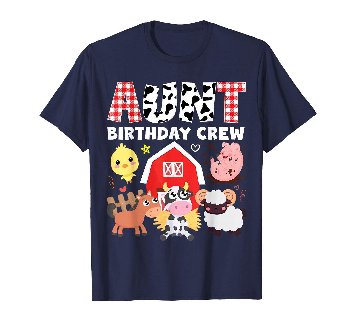 Cow Aunt Birthday Crew Farm Theme Animals Birthday Party Kid T-Shirt