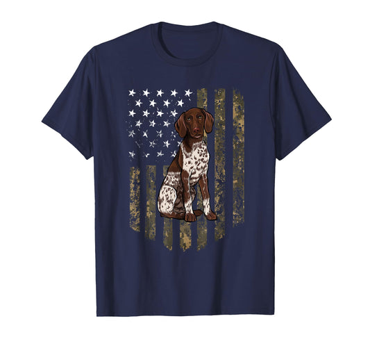 Camo American Flag German Shorthaired Pointer 4th of July T-Shirt