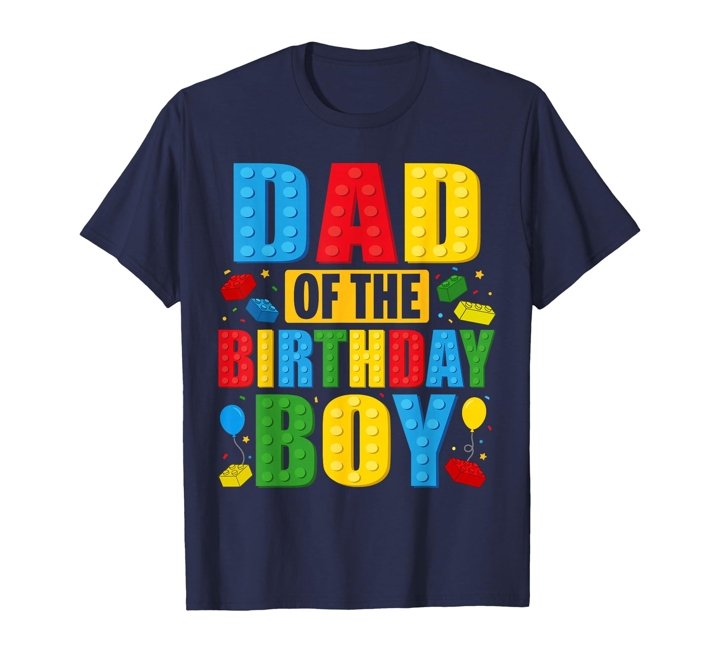 Dad Of The Birthday Boy Building Blocks Birthday Party Crew T-Shirt