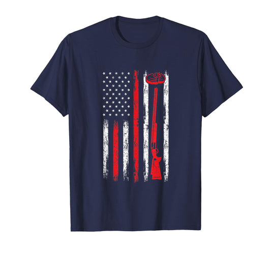 Clay Pigeon Shooting USA American Flag - Trap Rifle Firearm Women Men T-Shirt