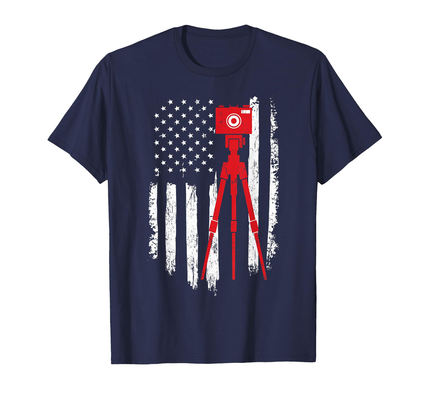 Photographer Gift - Distressed American Flag Photographer T-Shirt