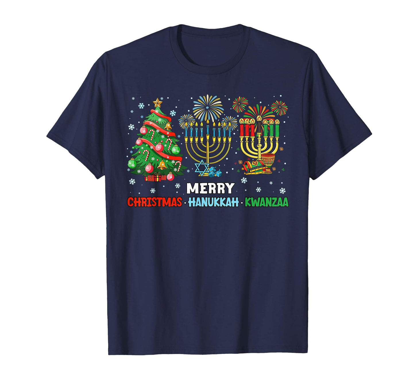 Christmas Hanukkah Kwanzaa Happy Holidays Matching Pajama T-Shirt