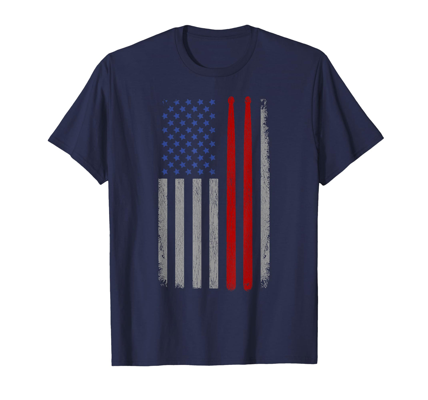 Vintage Drum Sticks American Flag Funny Drummer Gift For Him T-Shirt for Women Girls Kids Men