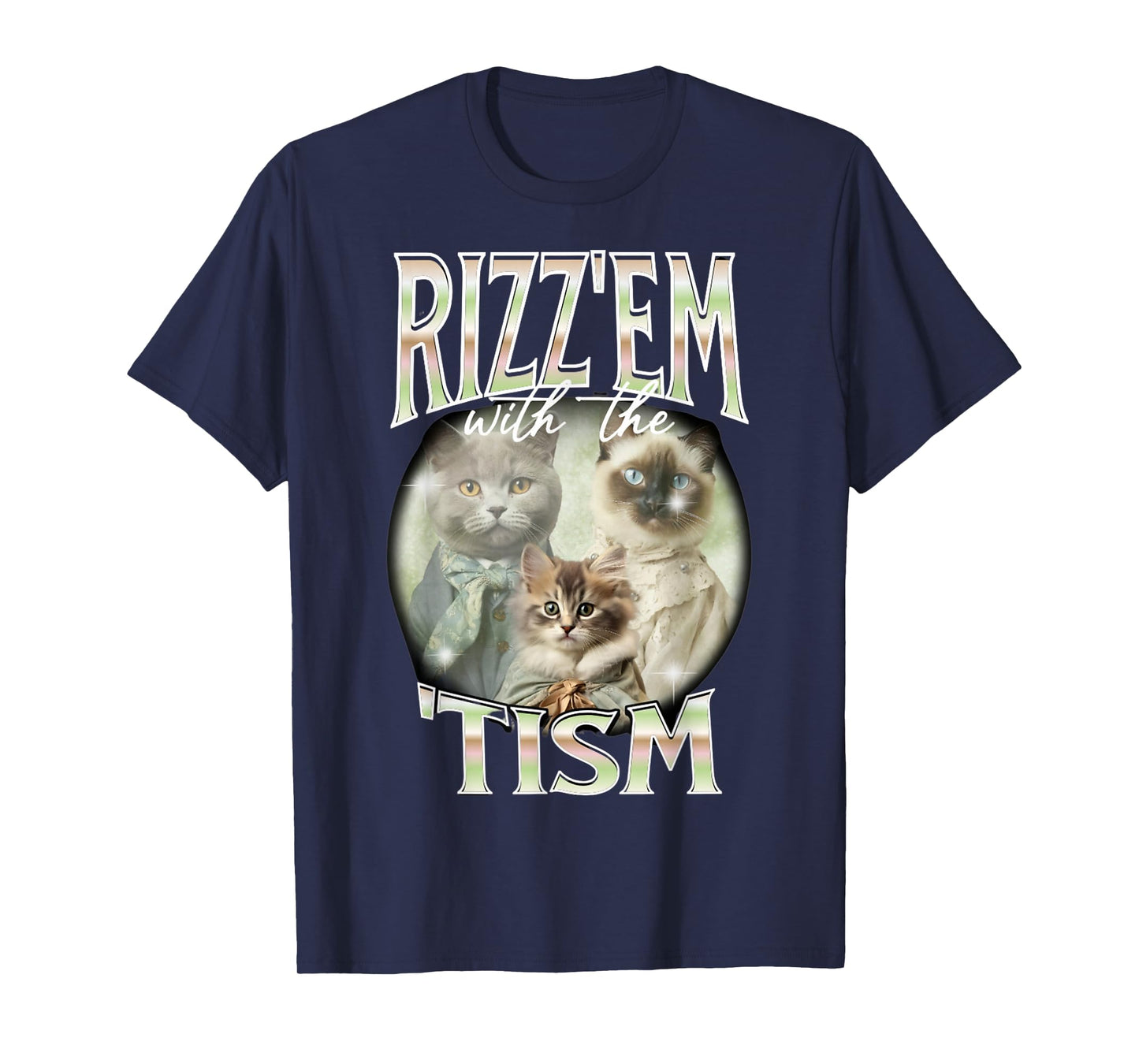 Rizz Em with The Tism Cat Autistic 90s Bootleg Rap Top T-Shirt