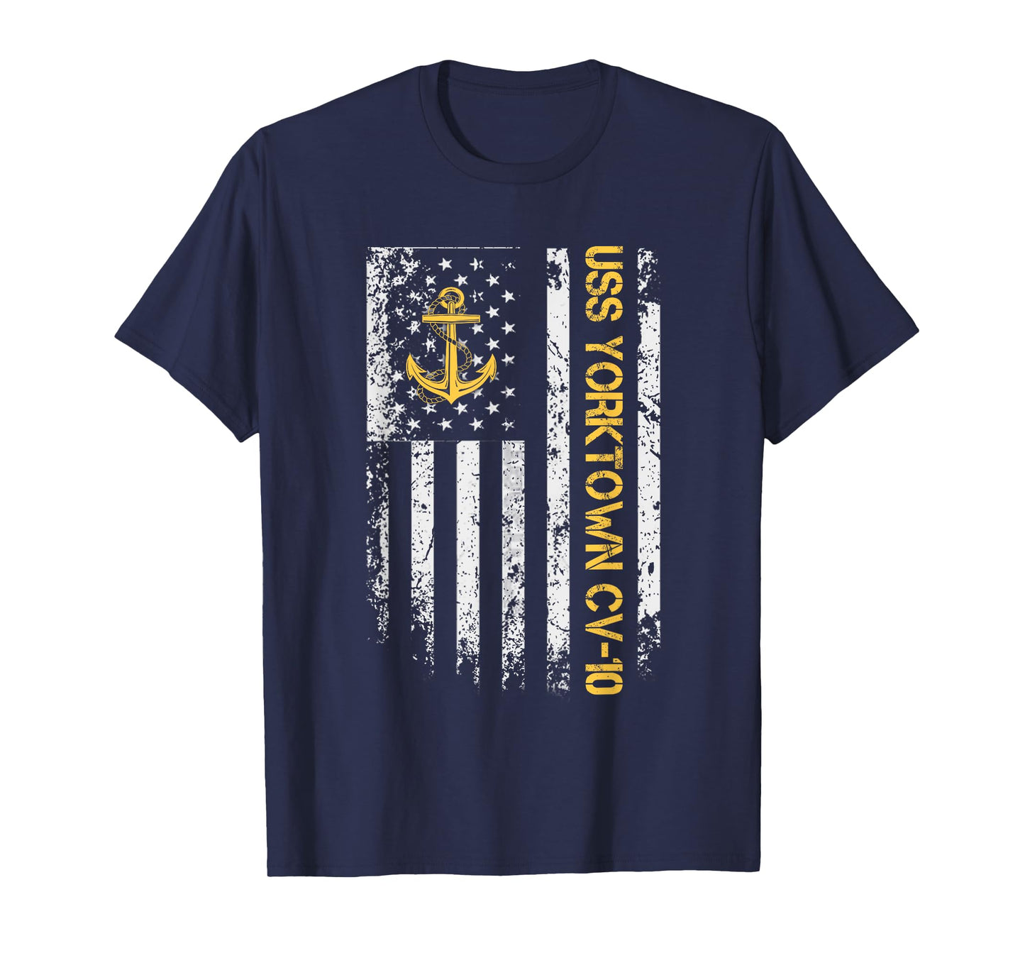 USS Yorktown CV-10 Aircraft Carrier USA Flag Veterans Day Women Men T-Shirt