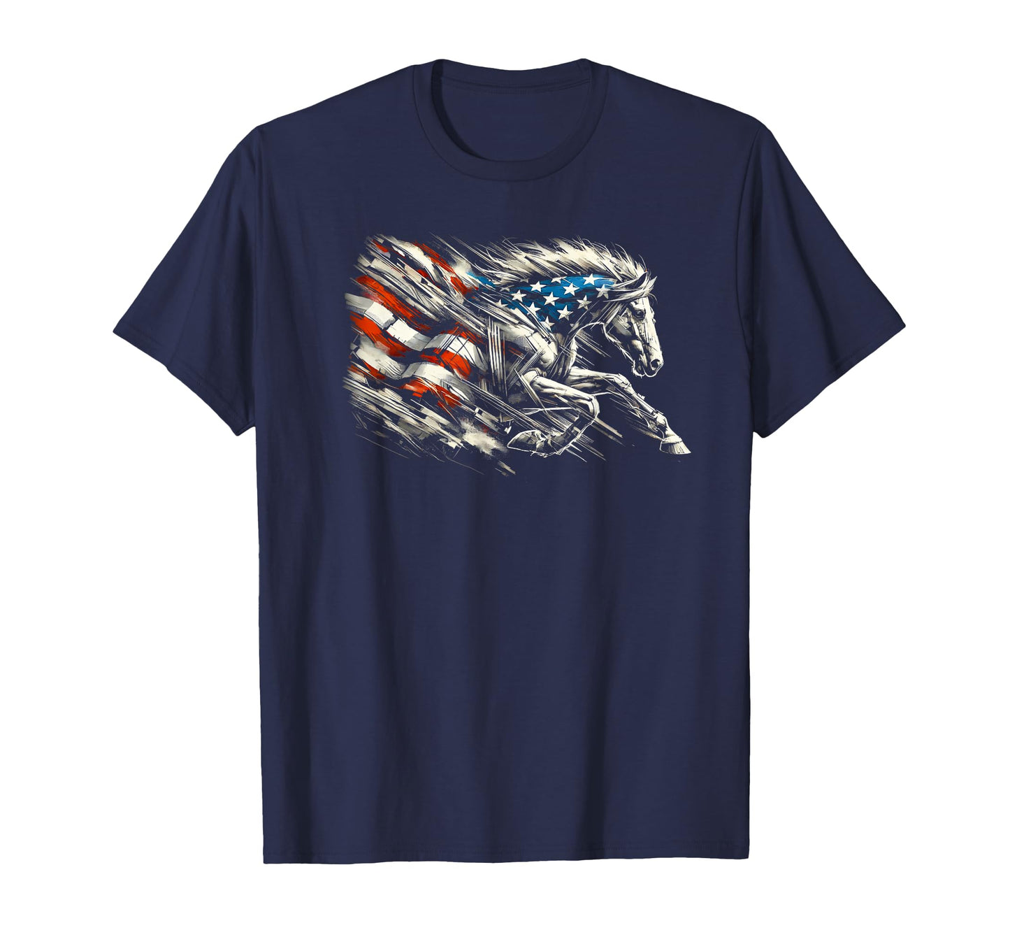 Vintage Grunge American USA Flag Wild One Mustang Horse T-Shirt