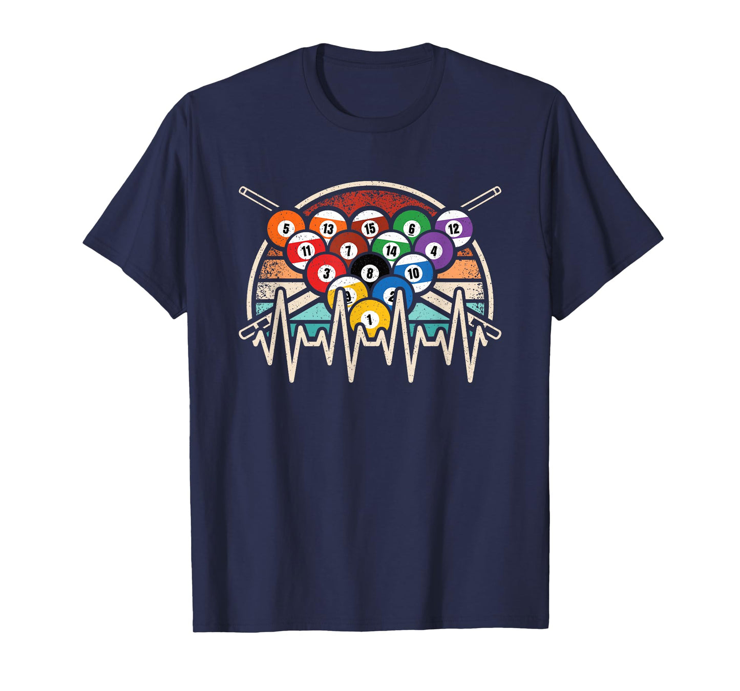 Billiard Heartbeat Funny Billiard Vintage Pool Men Women T-Shirt