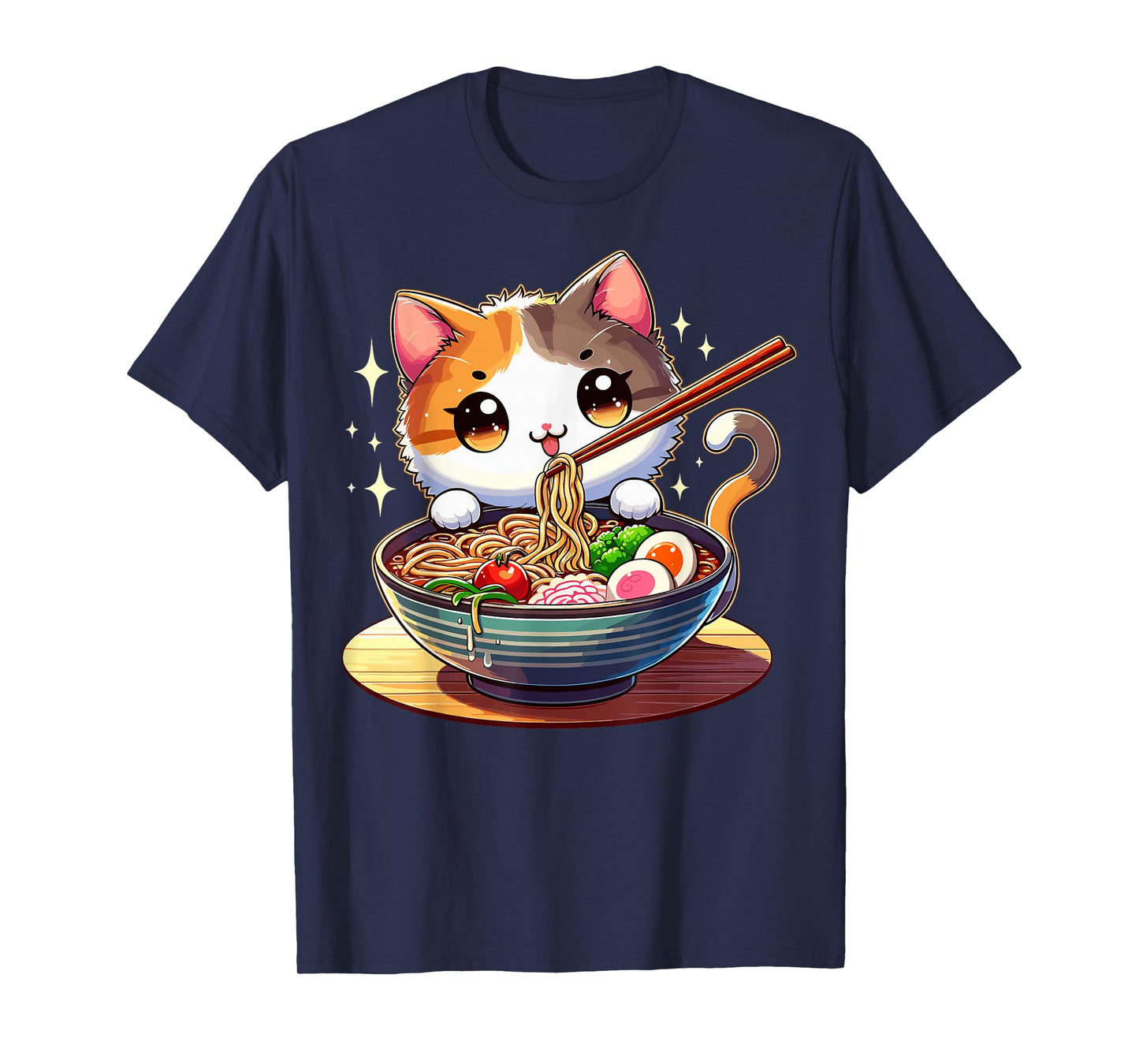 Cat Ramen Noodles Anime Kawaii Japanese Cat T-Shirt