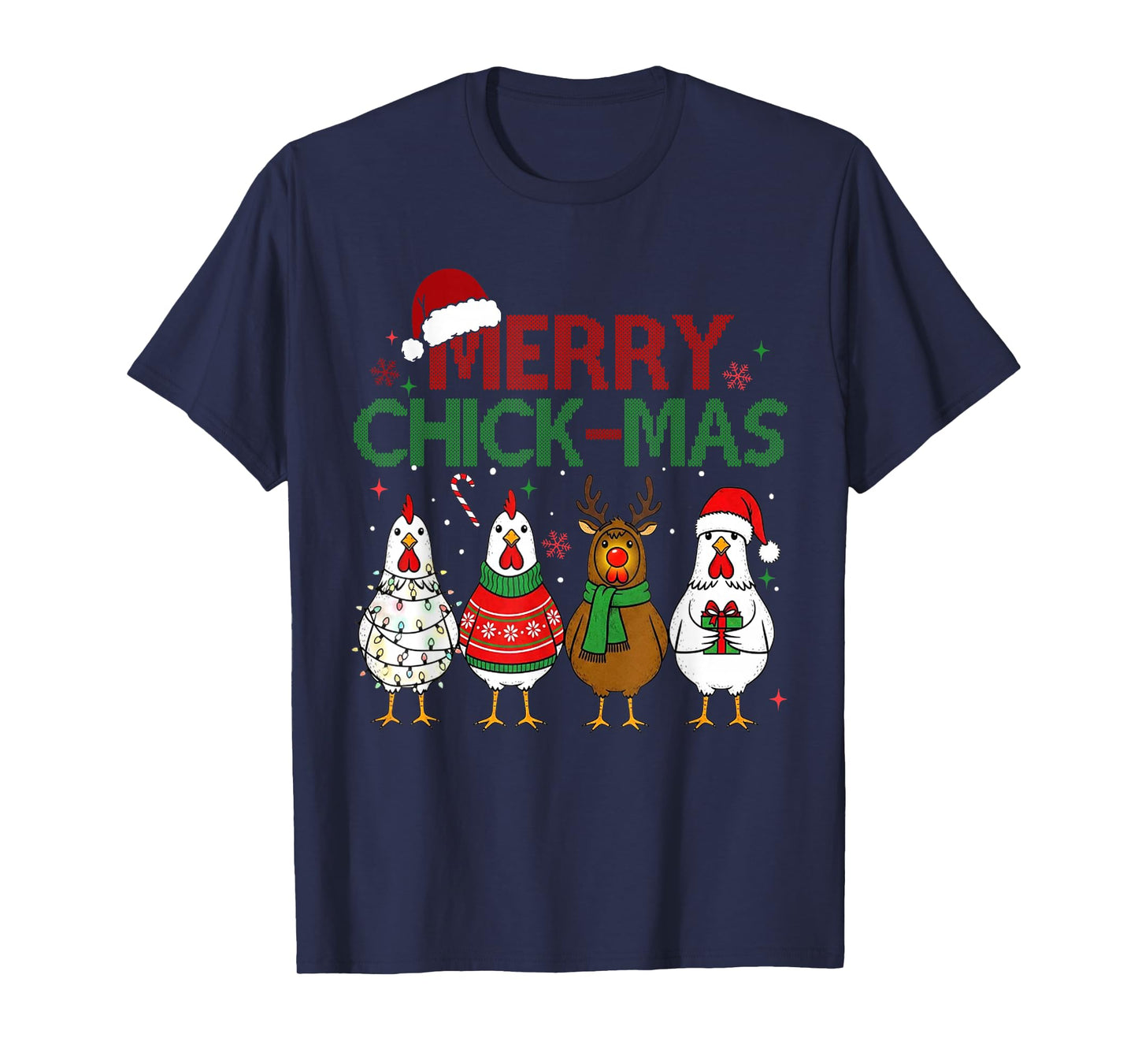 Chicken Christmas Santa Hat Merry Chickmas Xmas Farm Animal T-Shirt