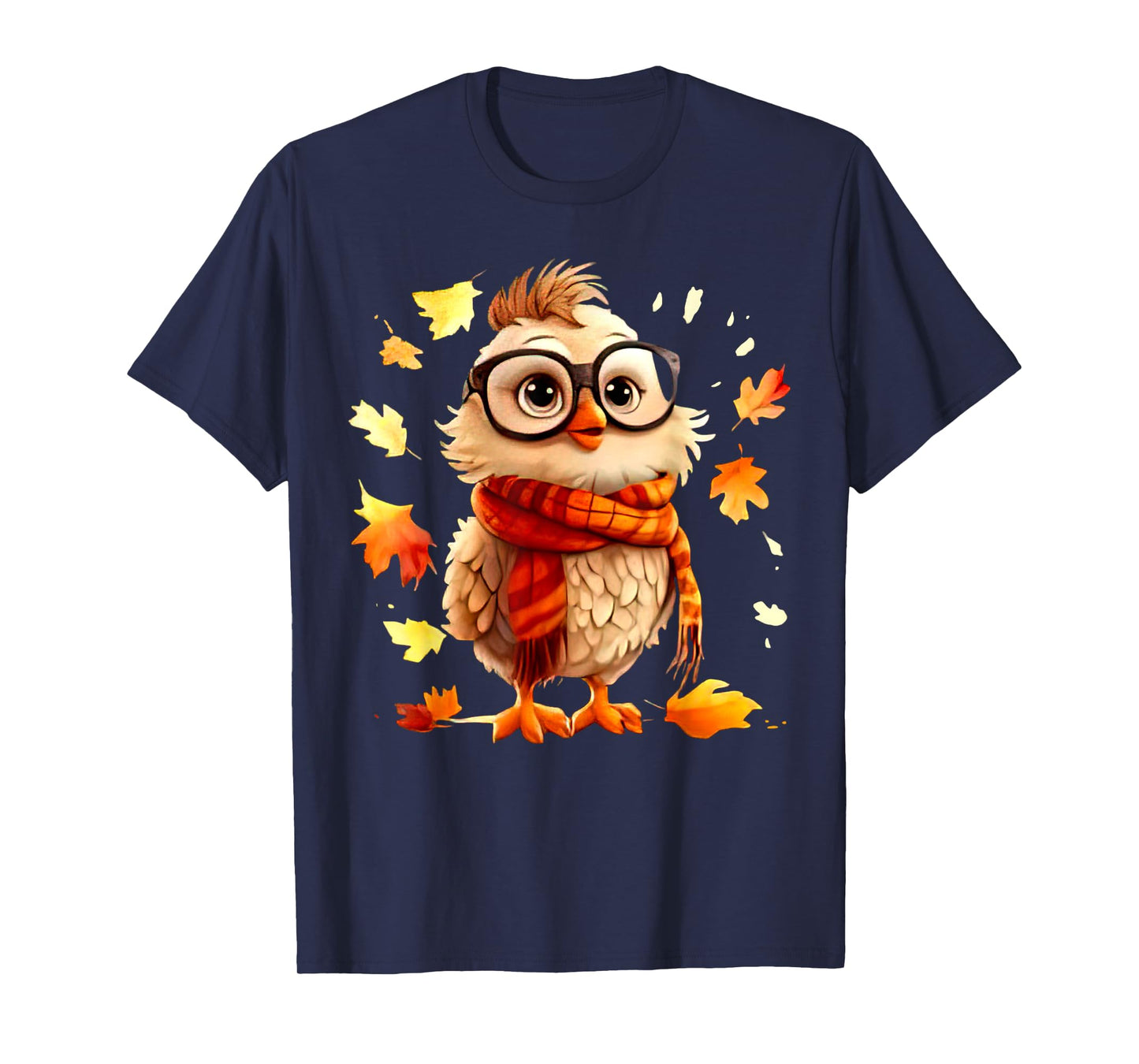 Cute Chick Fall Leaves Chicken Farm Animal Autumn T-Shirt