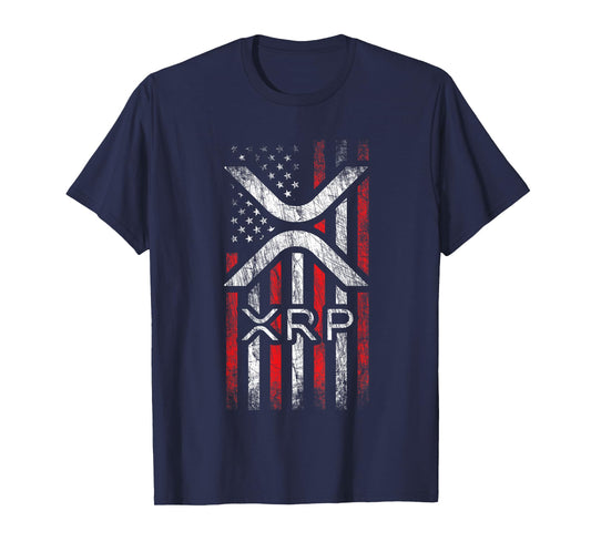 Crypto Currency - XRP Cryptocurrency - American Flag - XRP T-Shirt