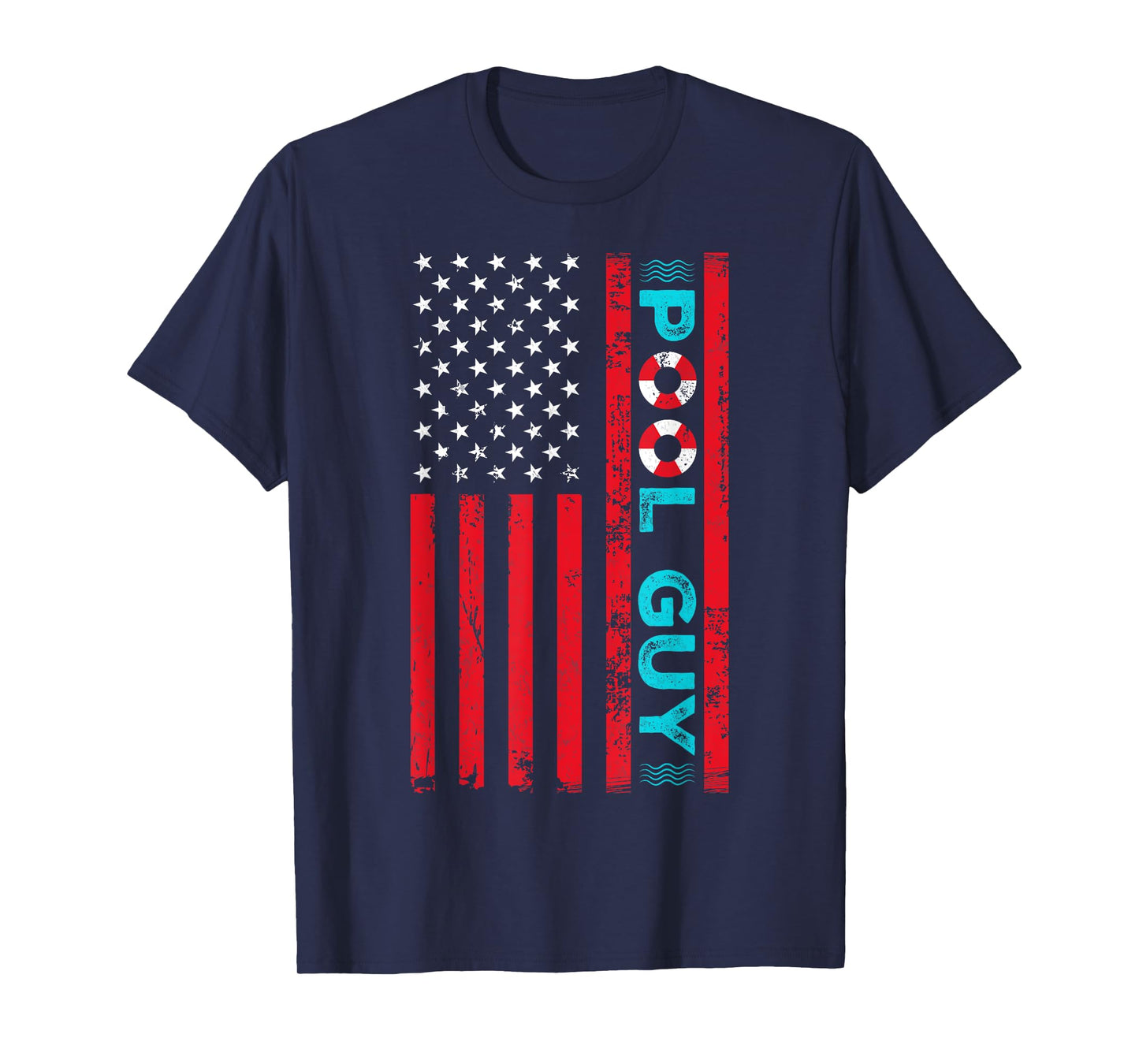 Pool Guy America Flag Maintenance Swimming Pool T-Shirt
