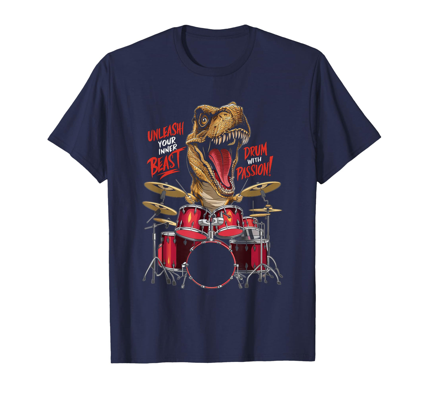 Cool Dinosaur Drummer - Boys Girls Kids Drummers T-Shirt
