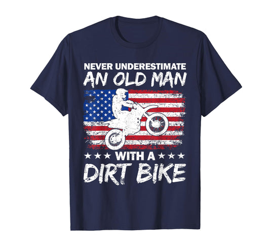 Mens Never Underestimate An Old Man With A Dirt Bike Motocross T-Shirt