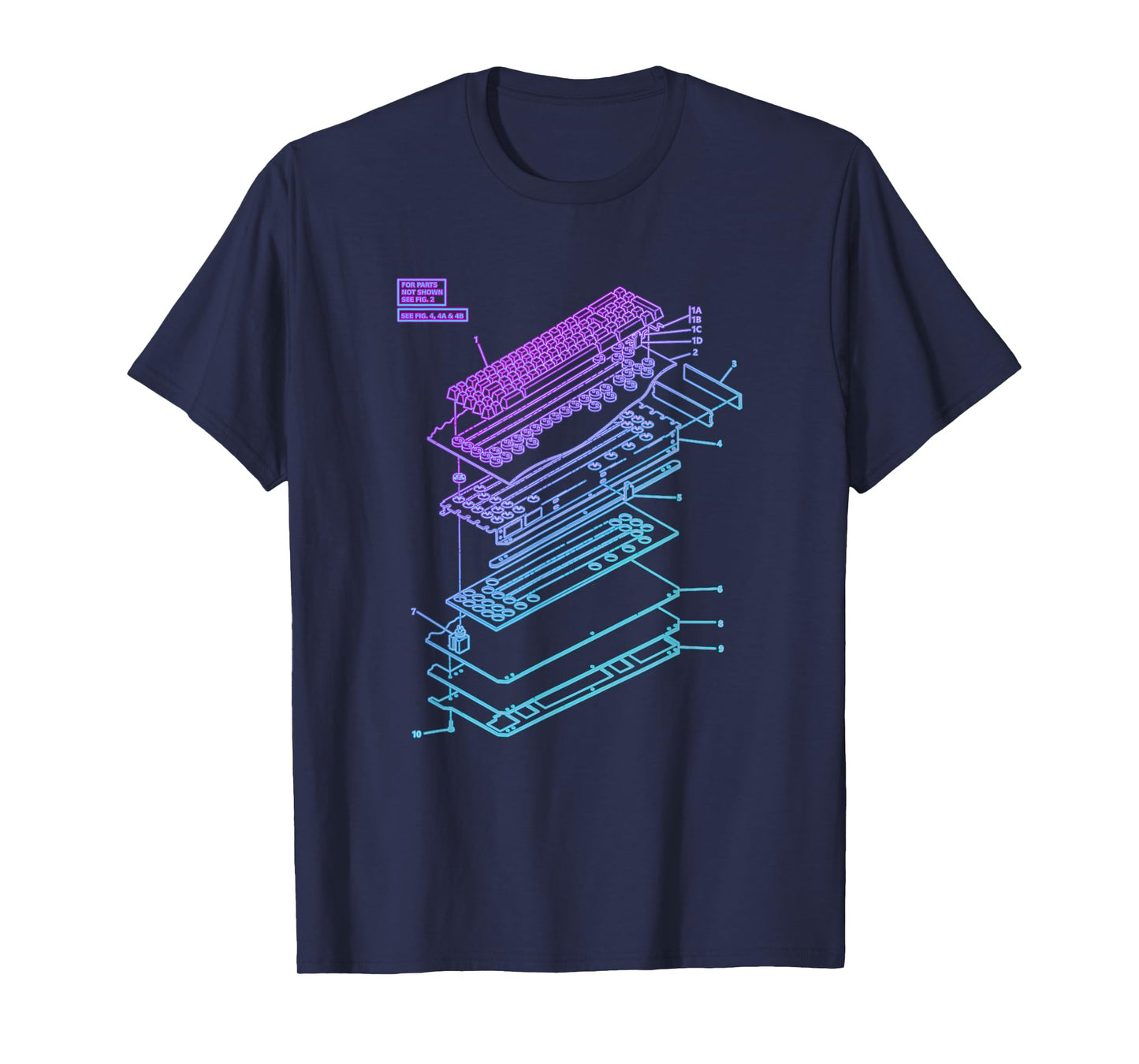 All Things Geek by MCMA Mechanical Keyboard Patent Drawing Graphic Design Art T-Shirt