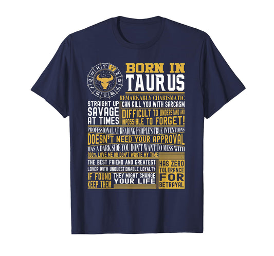 Born in Taurus Facts T-Shirt for mens and womens T-Shirt