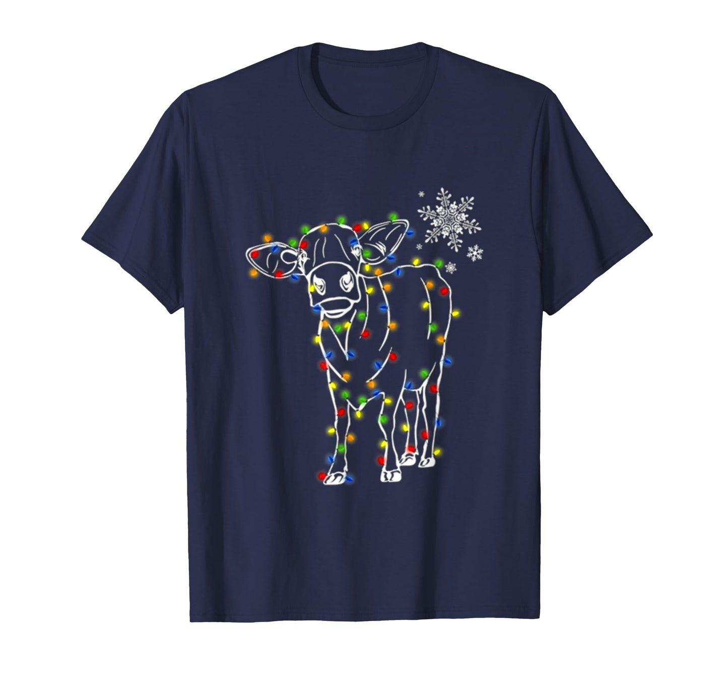 Cow Christmas Light Tree Cow Xmas Snow Lover T-Shirt