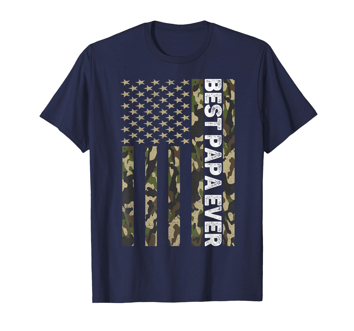 Best Papa Ever Men Grandpa Camo American Flag Fathers Day T-Shirt
