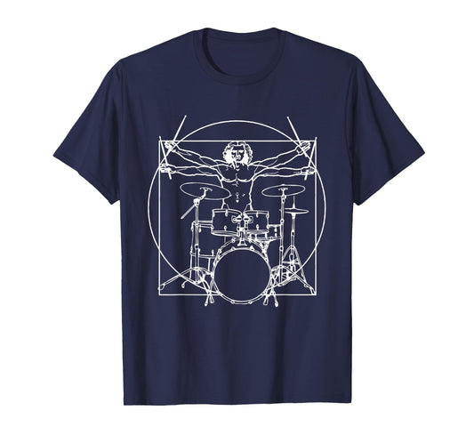 Drummer Leonardo Da Vinci T-Shirt Drummer Retro Gift T-Shirt
